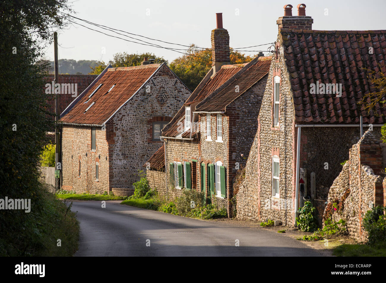 Traditional flint and brick houses in Cley, Norfolk, UK Stock Photo Alamy