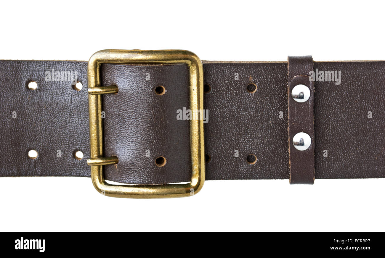 buckle military belt isolated on a white background Stock Photo