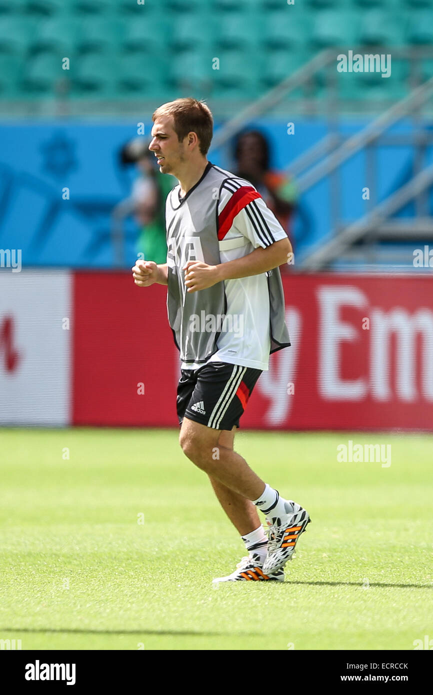 2014 FIFA World Cup - Day 4 - Germany seen in training at the Arena Fonte Nova, Salvador, ahead of their game against Portugal  Featuring: Philipp Lahm Where: SALVADOR, BA, Brazil When: 15 Jun 2014 Stock Photo