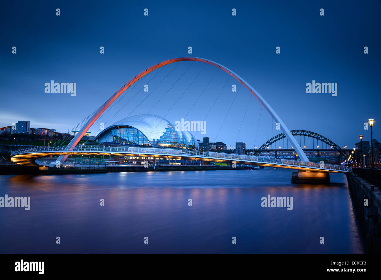 The Millennium Bridge, Sage and Tyne Bridge, Newcastle Stock Photo