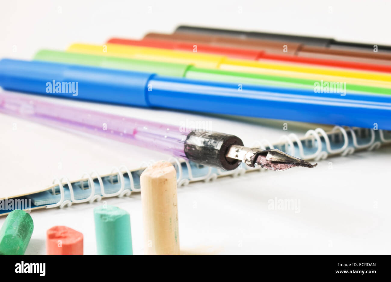 pastel crayons and watercolors to paint Stock Photo Alamy