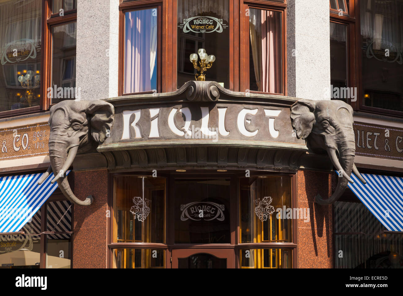 ENTRANCE OF THE RIQUETHAUS, RIQUET CAFE, COFFEE HOUSE, LEIPZIG, SAXONY, GERMANY Stock Photo