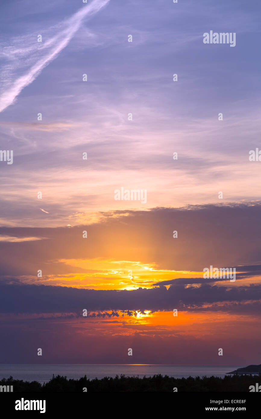 Beautiful landscape with sunset and sea Stock Photo - Alamy