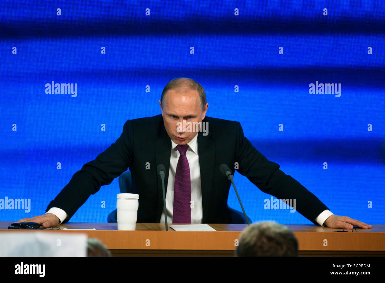 Moscow, Russia. 18th Dec, 2014. Vladimir Putin’s annual press conference in Moscow Stock Photo