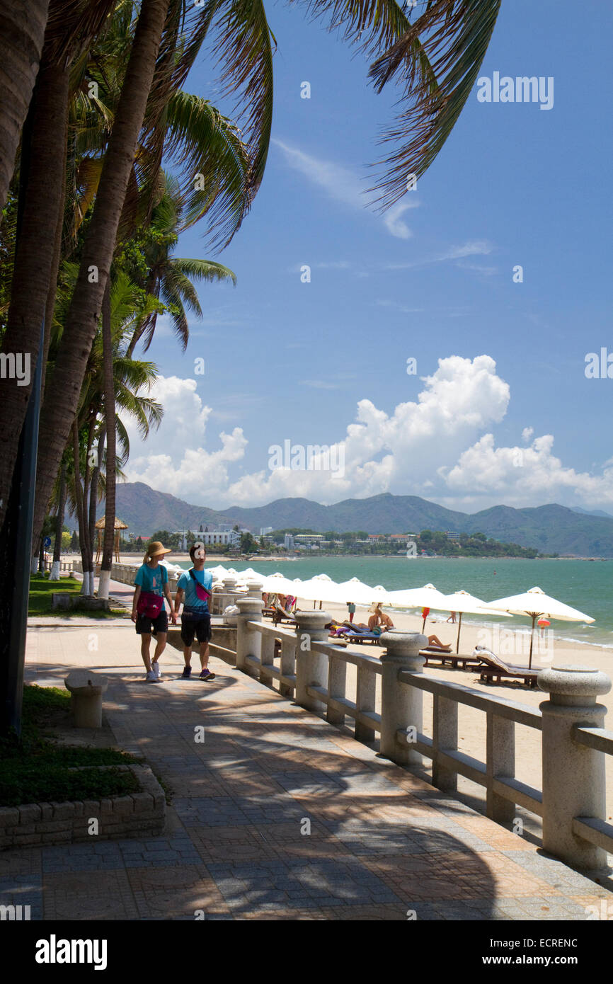 Beach walk at Nha Trang, Vietnam. Stock Photo