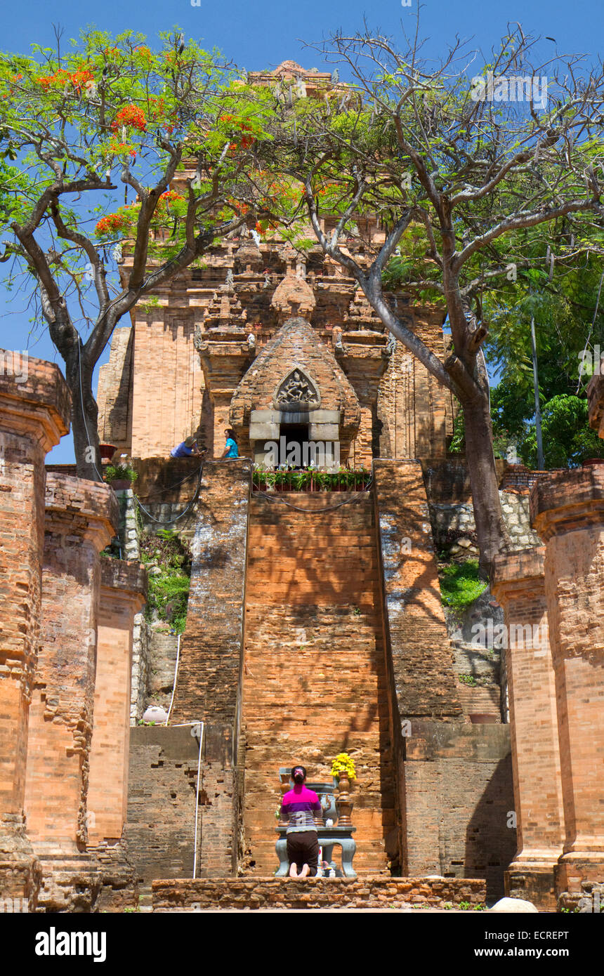 Po Nagar is a Cham temple tower located in the medieval principality of Kauthara near Nha Trang, Vietnam. Stock Photo