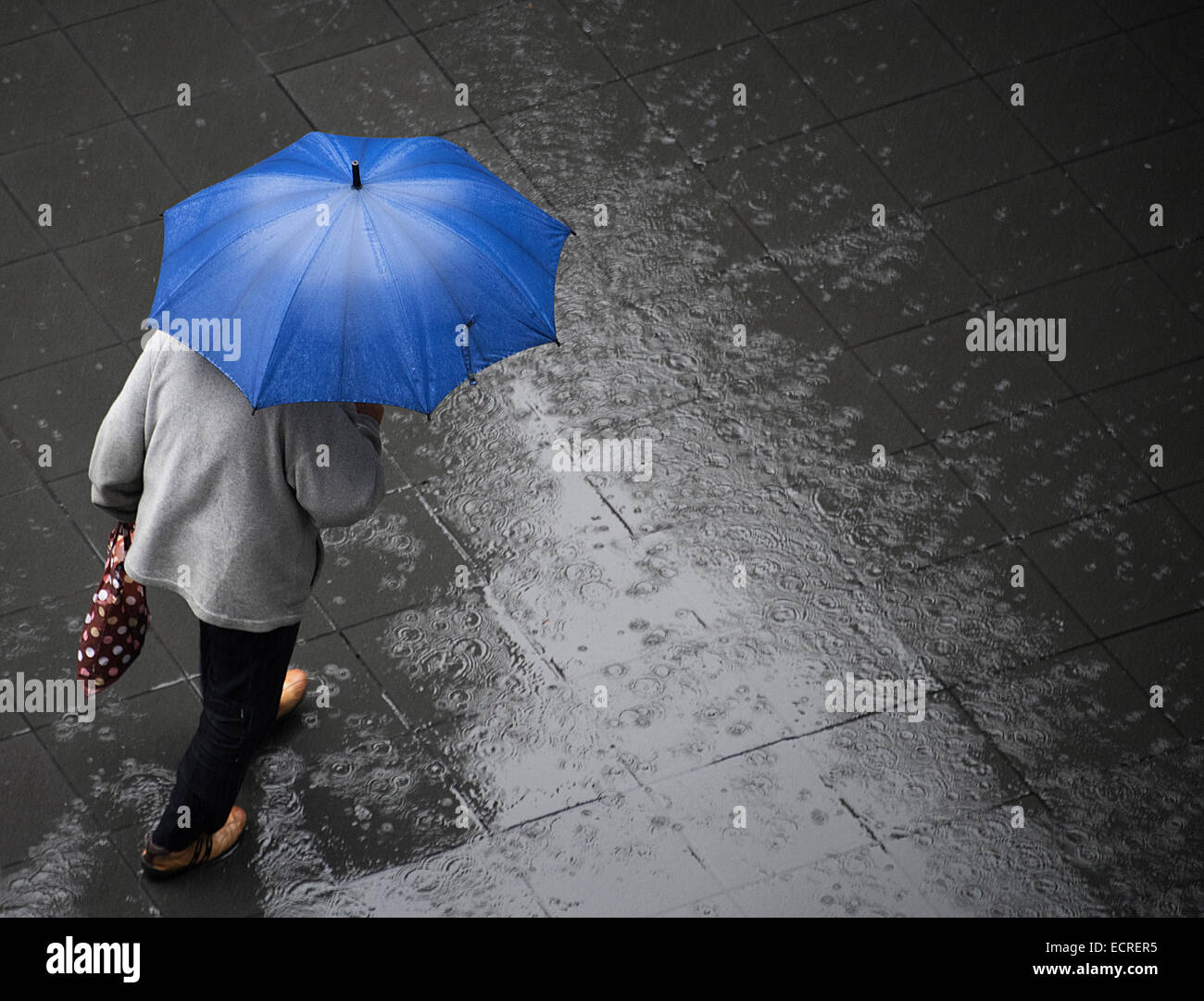 Wet day at Kyoto railway station, Kyoto, Japan. Stock Photo