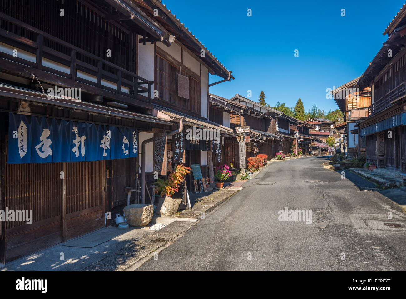 Tsumago, scenic traditional post town in Japan Stock Photo