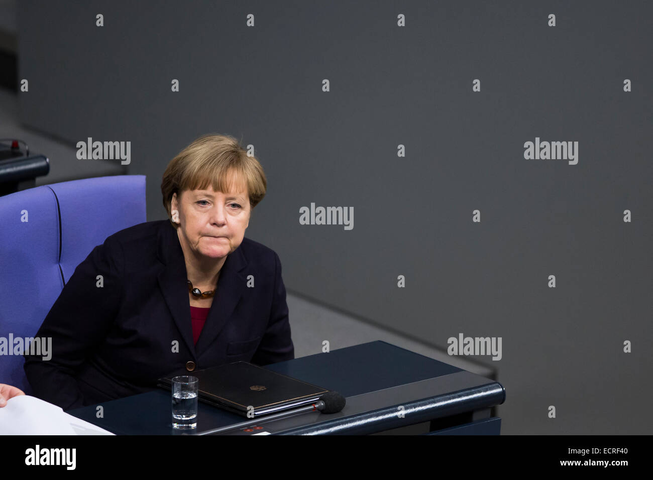 Berlin, Germany. 18th Dec, 2014. Delivery of a governmental declaration by the German Chancellor Angela Merkel  -to the forthcoming European council on the 18th and 19th December in Brussels 2014 at the Bundestag on December 18, 2014 in Berlin, Germany. Picture:  Chancellor Angela Merkel (CDU). Credit:  Reynaldo Chaib Paganelli/Alamy Live News Stock Photo