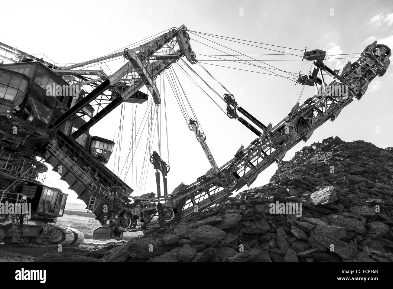 Mining machinery in the mine closeup Stock Photo