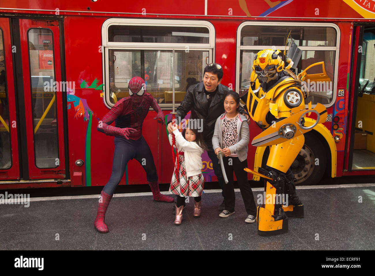 Superheroes on Hollywood Blvd., Los Angeles, California, United States of America Stock Photo