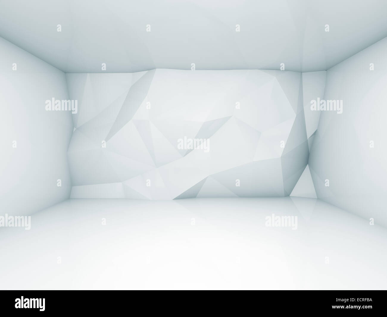 Abstract white empty 3d interior with polygonal relief pattern on the ...