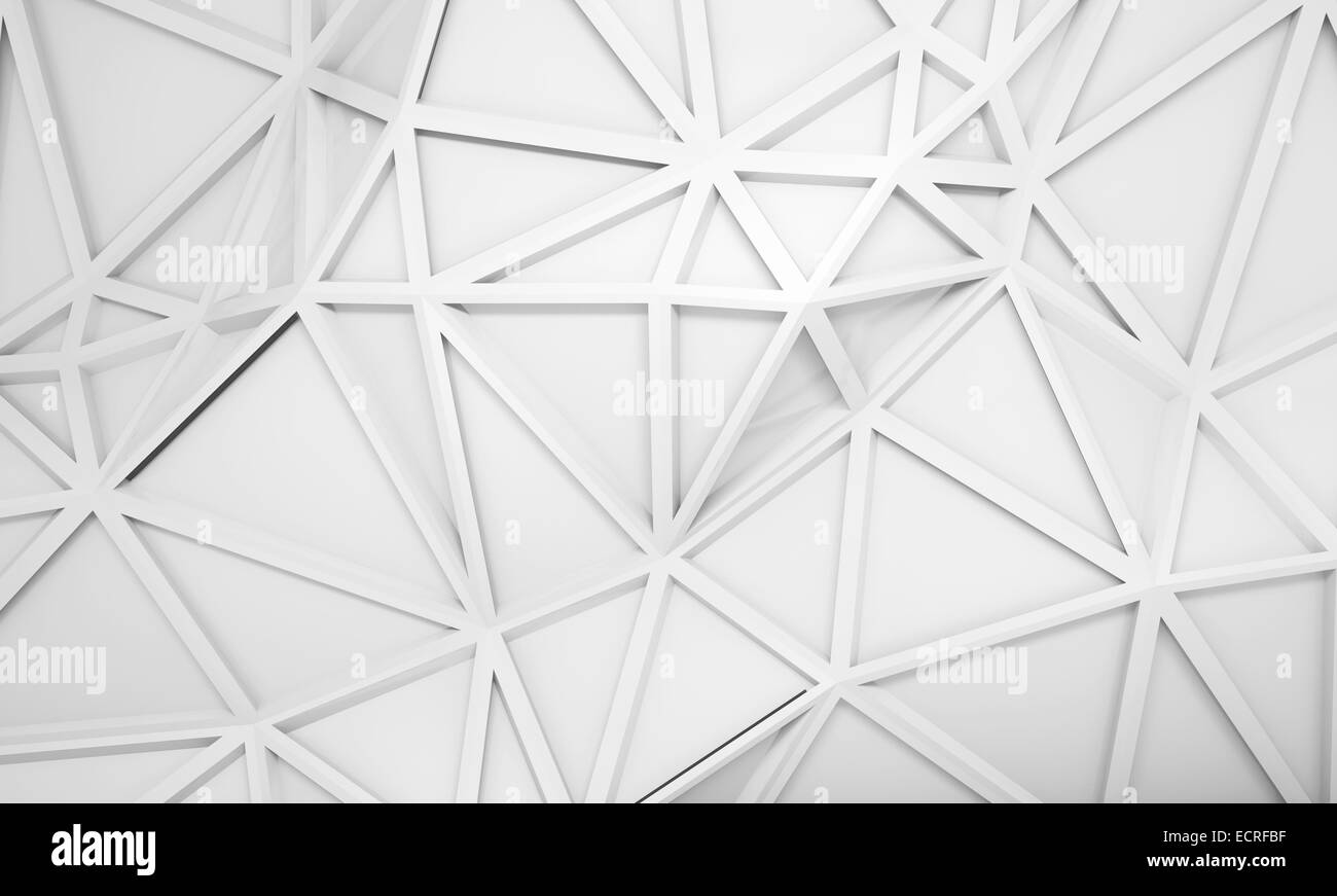 Abstract white 3d background with polygonal relief pattern on the wall Stock Photo