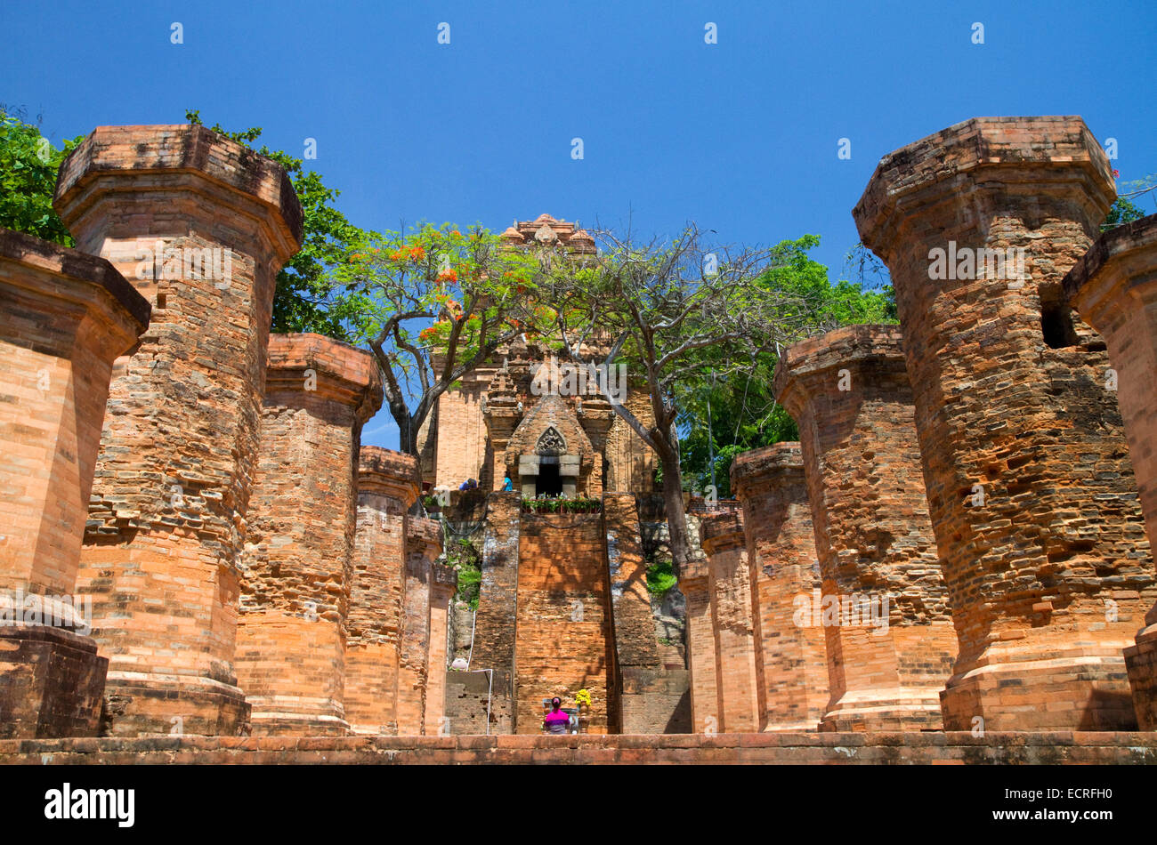 Po Nagar is a Cham temple tower located in the medieval principality of Kauthara near Nha Trang, Vietnam. Stock Photo