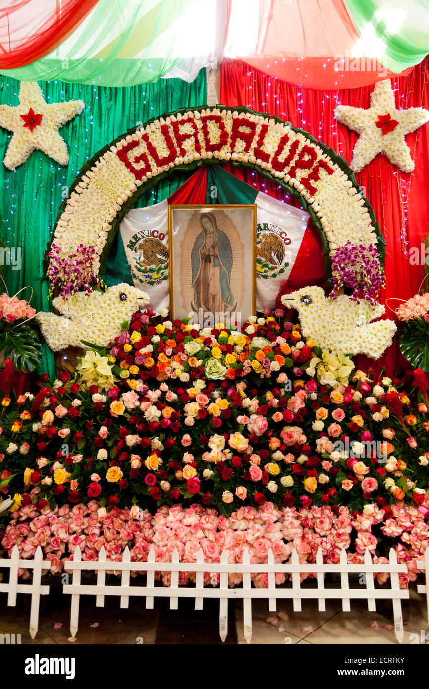 Our Lady of Guadalupe altar at The Flower Mart downtown Los Angeles