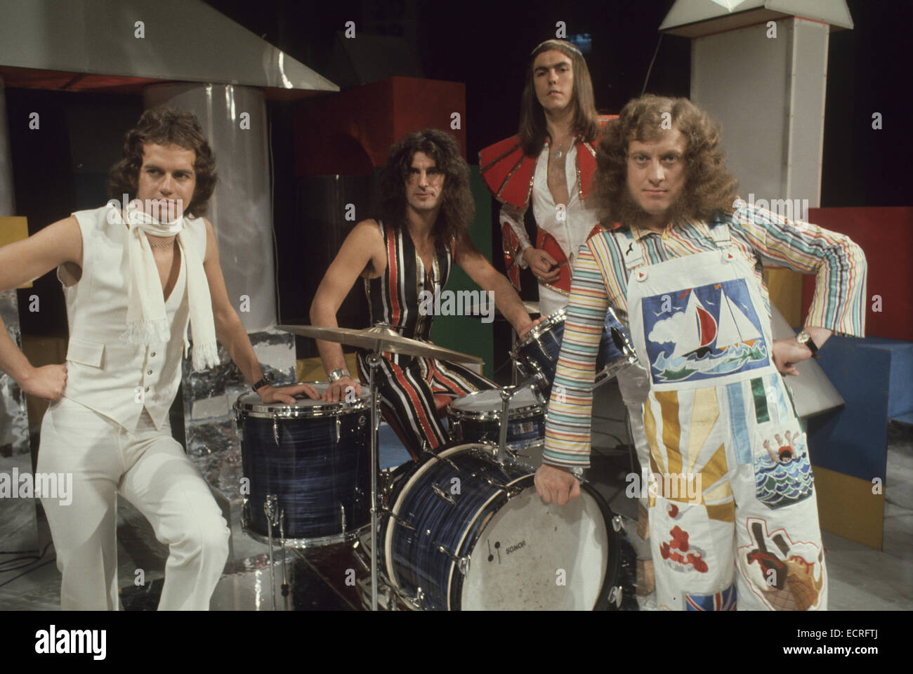 SLADE UK pop group about 1973. From left: Stock Photo