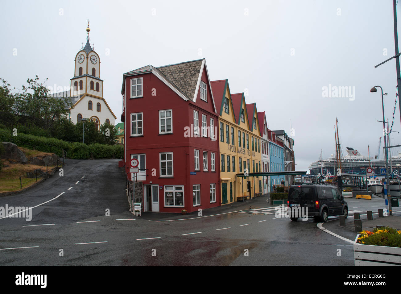 Tinganes peninsula is the oldest part of the Faroe's islands capital Torshavn. It was founded 825 as the old viking parliament. Stock Photo