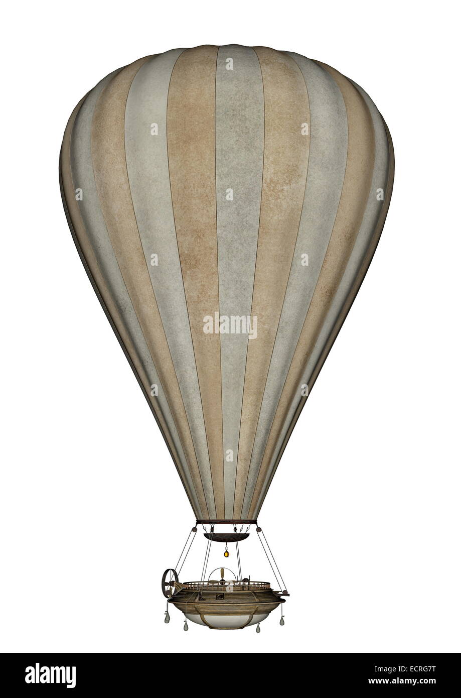 Vintage hot air balloon isolated in white background - 3D render Stock ...