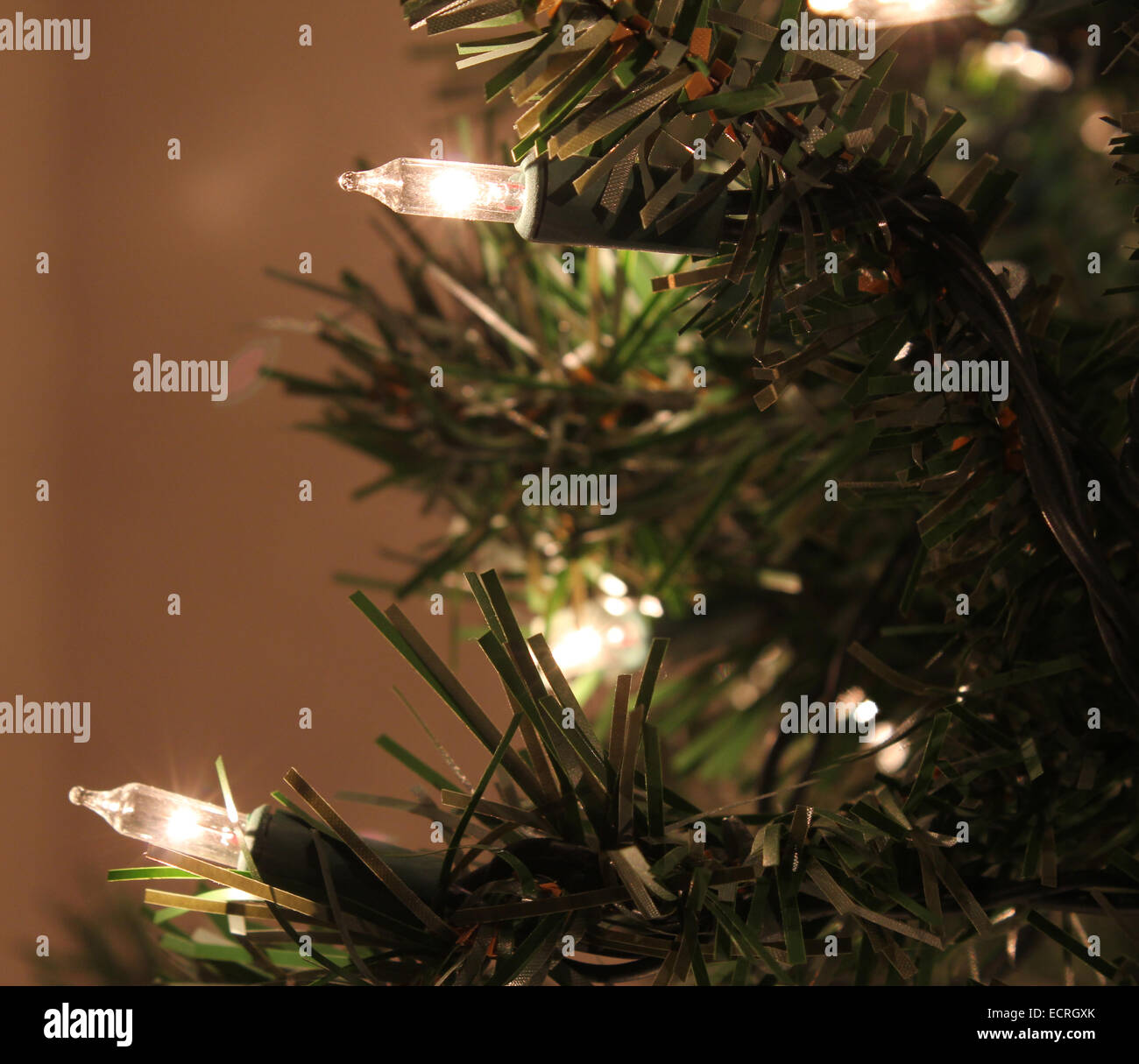 Closeup of the lights on an artificial Christmas tree Stock Photo Alamy