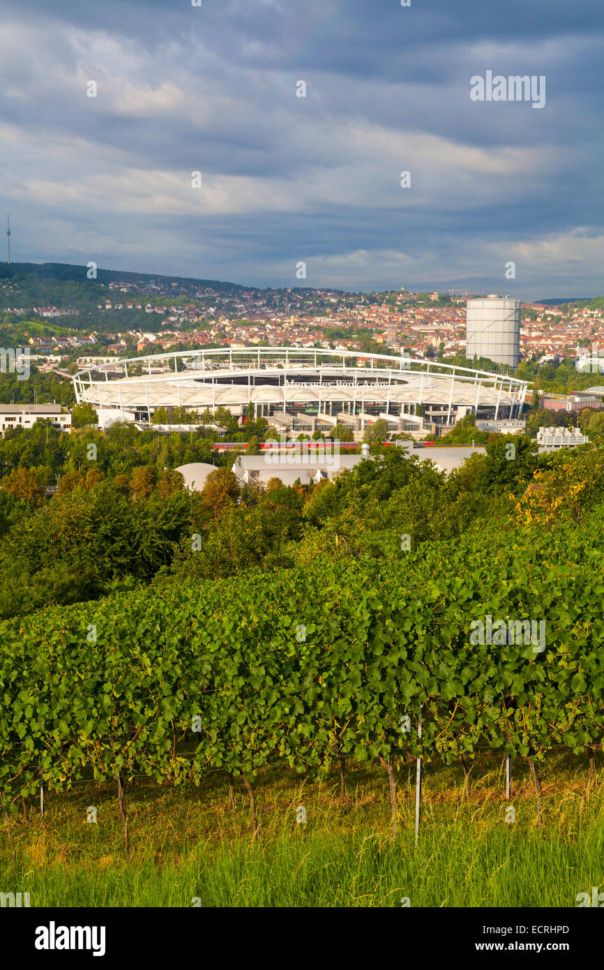 THE MERCEDES-BENZ ARENA, FOOTBALL STADIUM OF THE VFB STUTTGART, BAD CANNSTATT, STUTTGART, BADEN-WURTTEMBERG, GERMANY Stock Photo