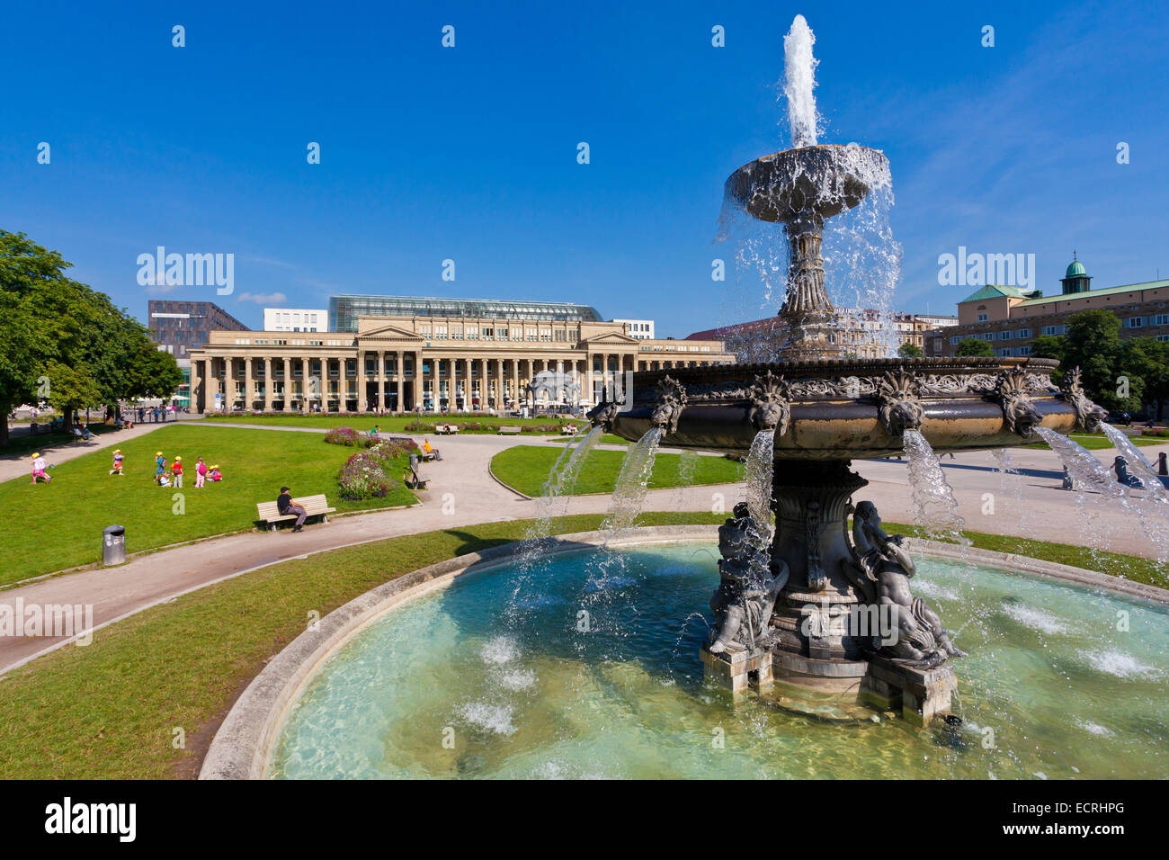 KOENIGSBAU BUILDING AT SCHLOSSPLATZ SQUARE, STUTTGART, BADEN-WURTTEMBERG, GERMANY Stock Photo