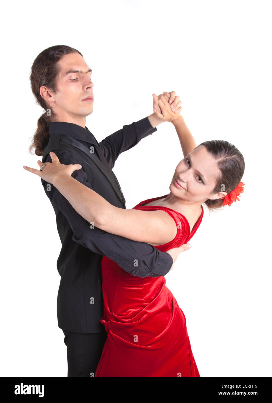 Young couple dancing waltz isolated over white background Stock Photo ...