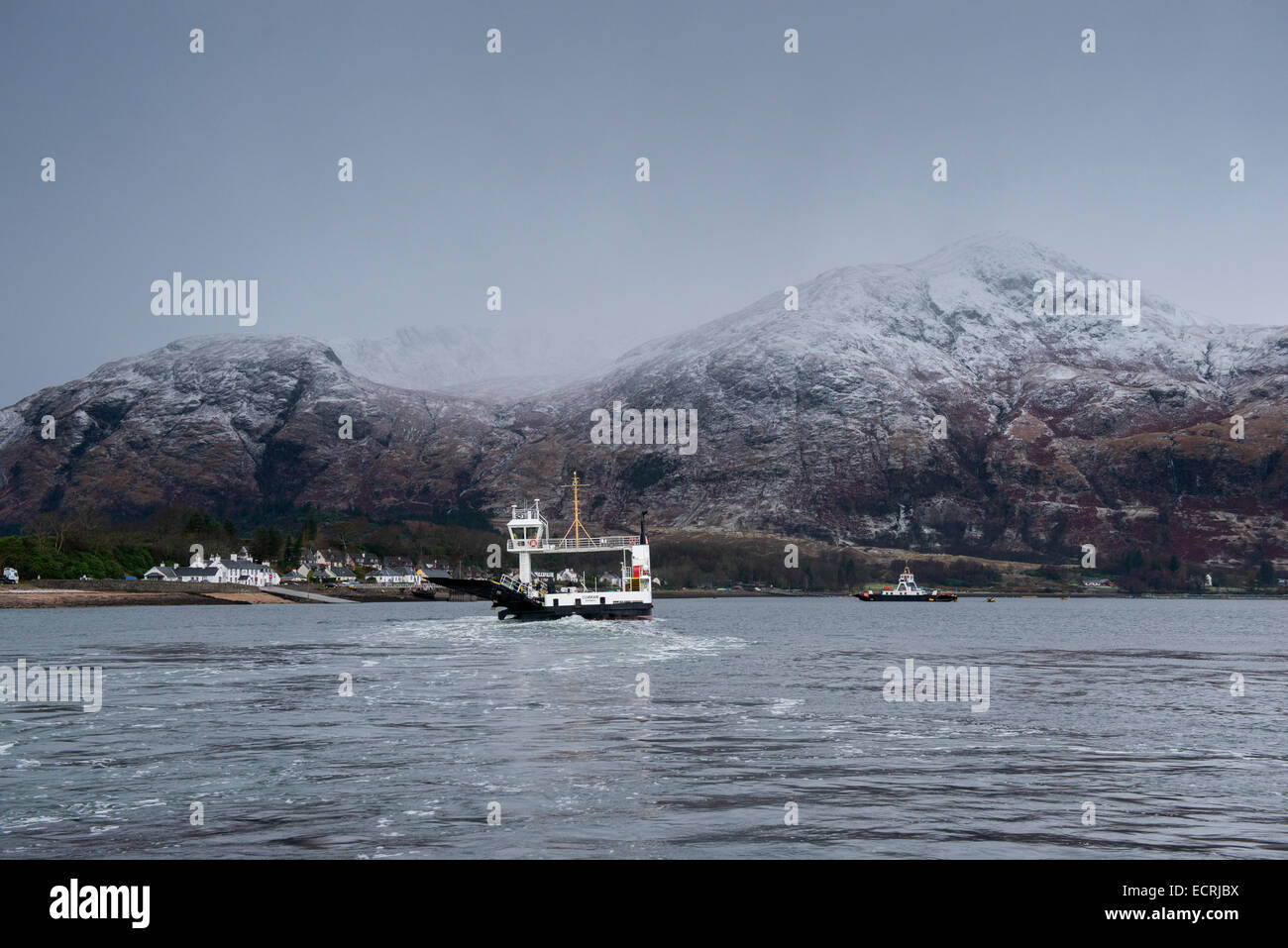 The Corran Ferry crossing Loch Linnhe near Fort William in Scotland, UK Stock Photo