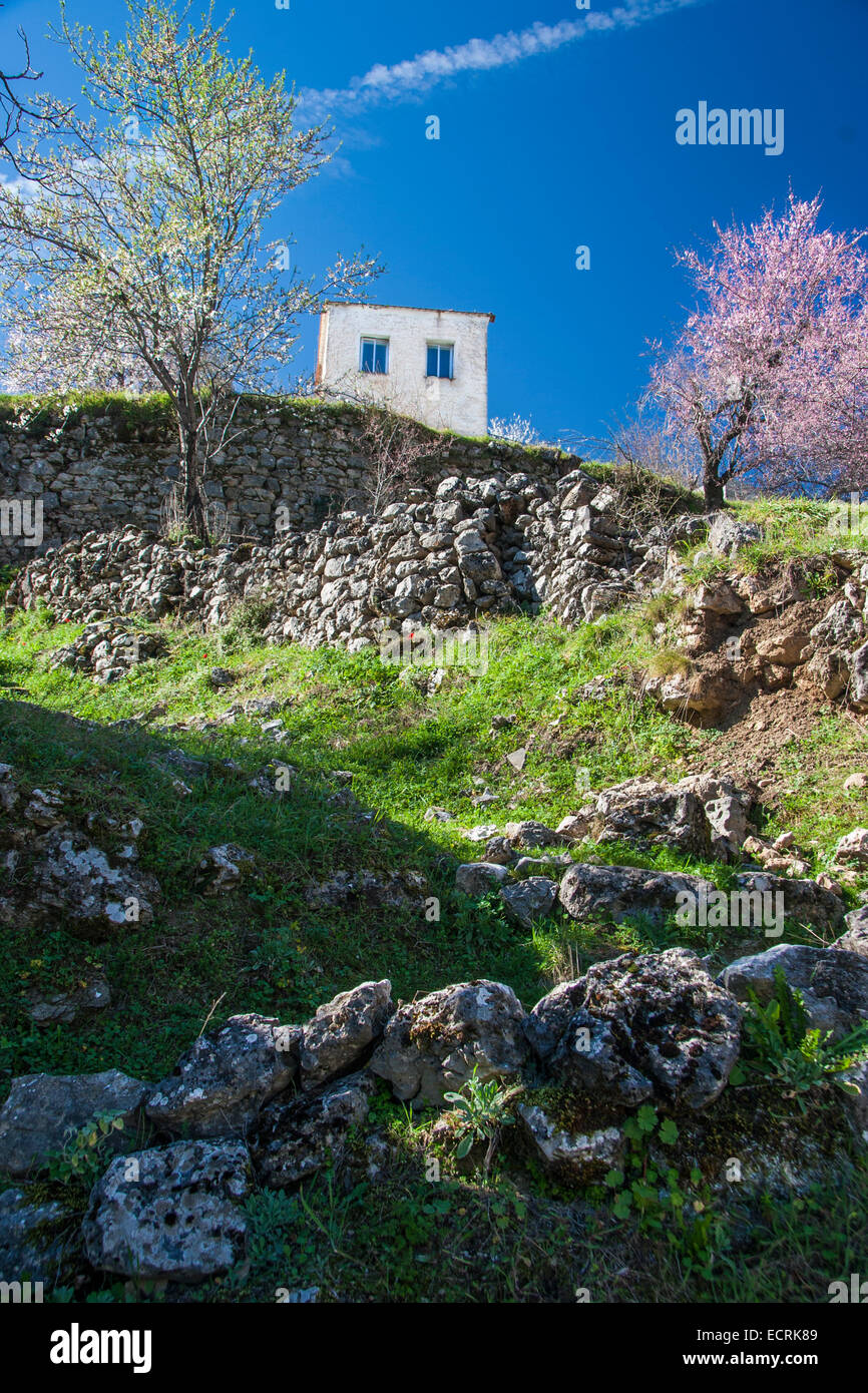 A lonely house at Prastos village. Arcadia, Peloponnese, Greece Stock Photo
