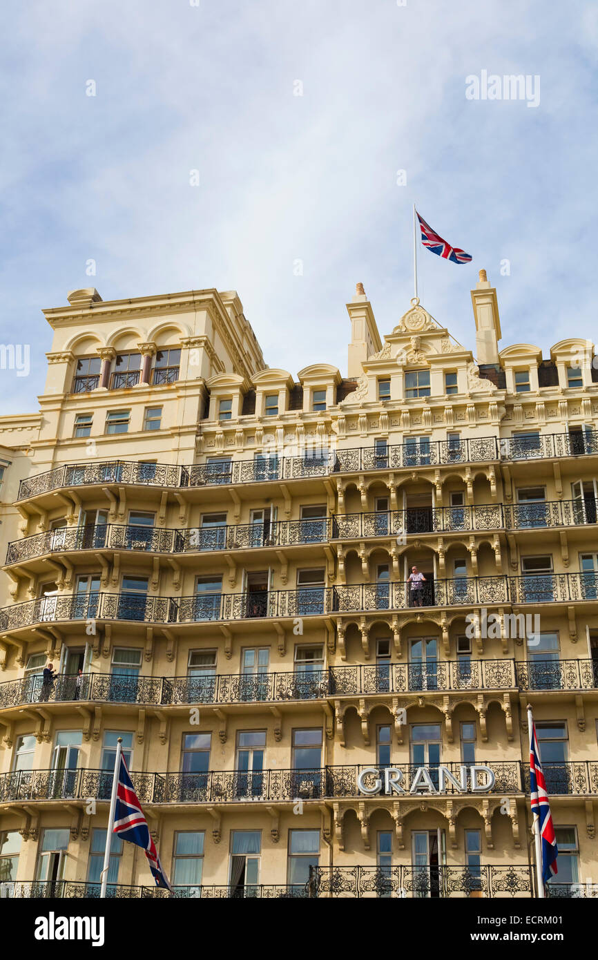 THE GRAND HOTEL, VICTORIAN HOTEL FROM 1864 AT THE SEAFRONT, BRIGHTON, SEASIDE RESORT, SUSSEX, ENGLAND, GREAT BRITAIN Stock Photo