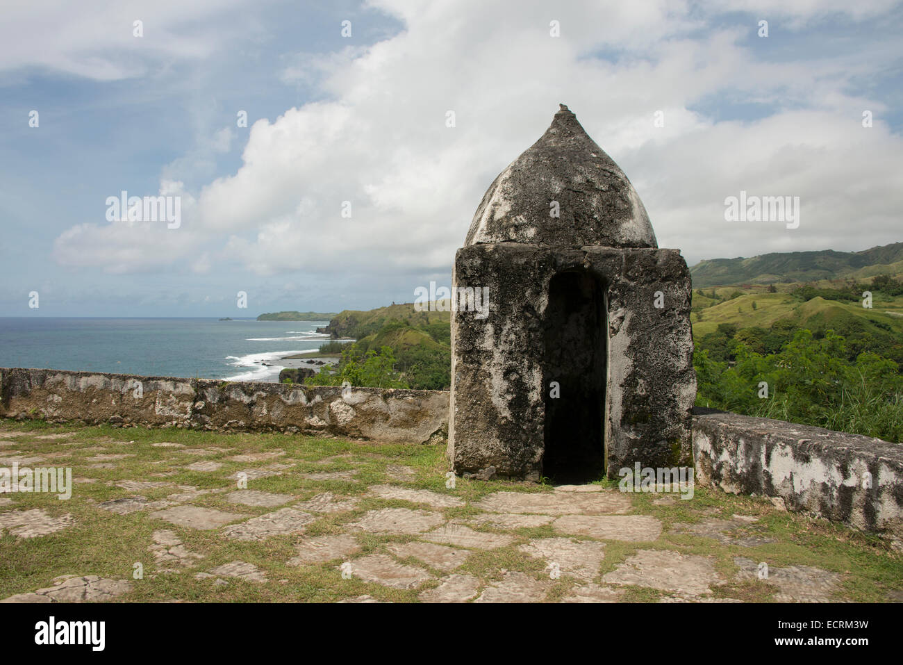 US Territory of Guam, Umatac. Historic Spanish Fort Nuestra Senora de la Soledad (aka Fort Soledad). Stock Photo