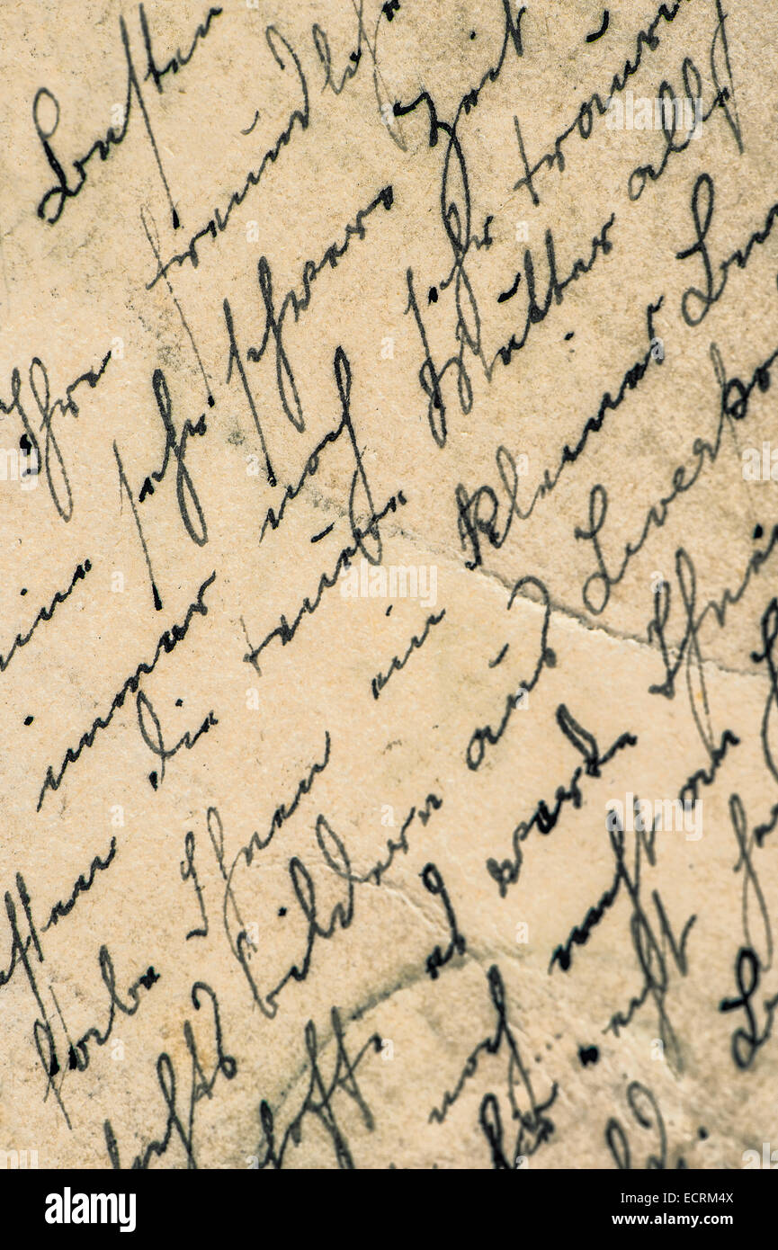 vintage handwriting. manuscript. grunge aged paper background Stock Photo