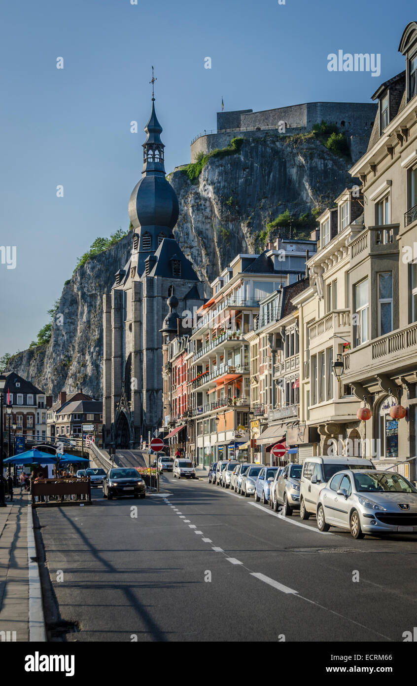 Cathedral and buildings in Dinant, Belgium Stock Photo