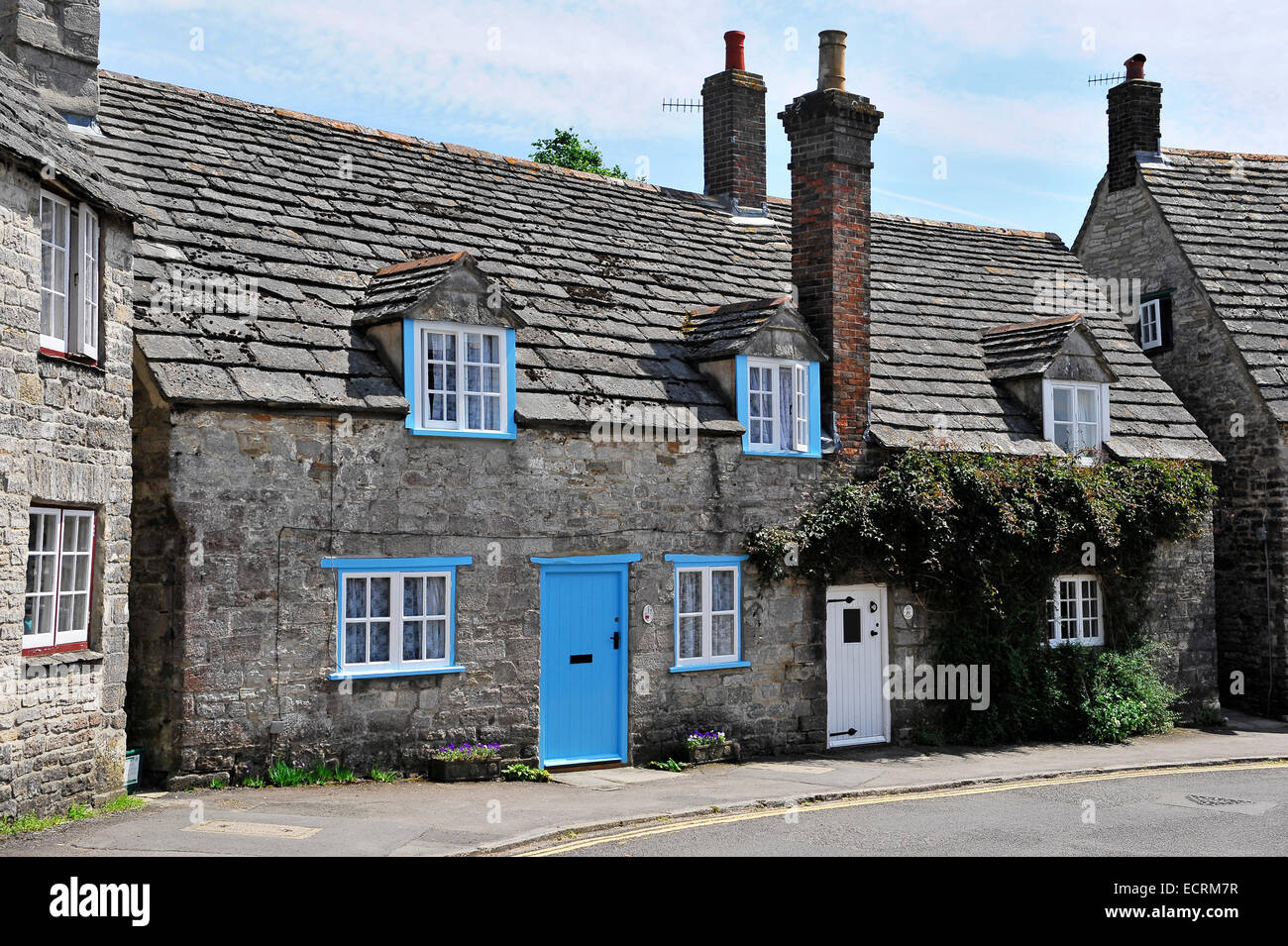Cottages In Corfe Castle Village Dorset England United Kingdom