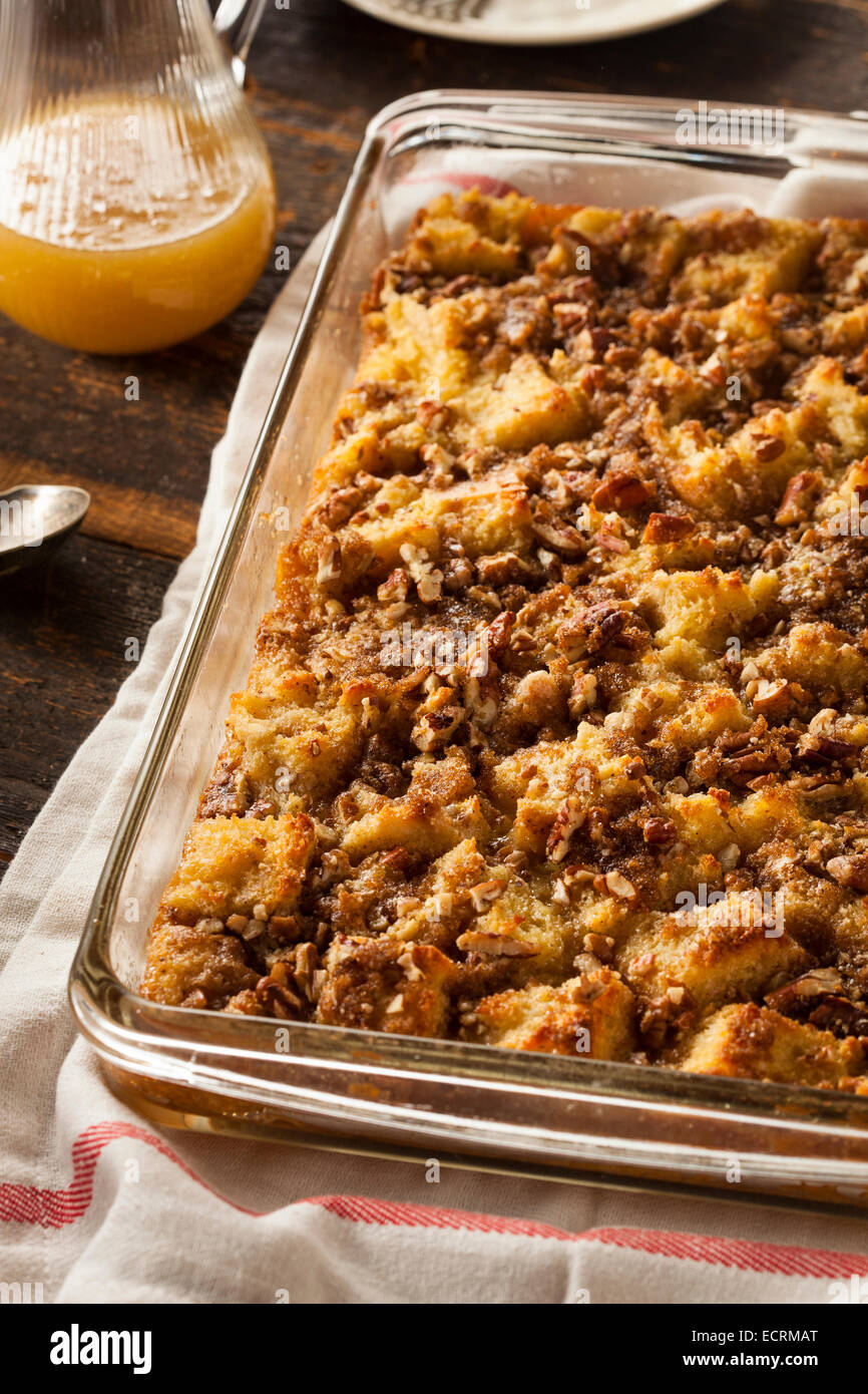 Sweet Homemade Bread Pudding Dessert with Brandy Sauce Stock Photo Alamy