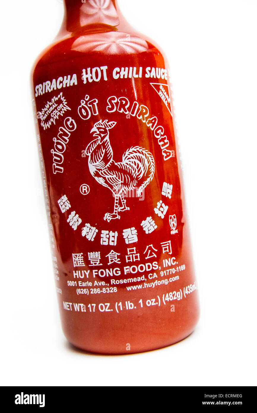 A Bottle Of Huy Fong Foods Sriracha Chile Sauce Huy Fong Foods Was Forced By Court Order To Shut Down Their Plant Stock Photo Alamy
