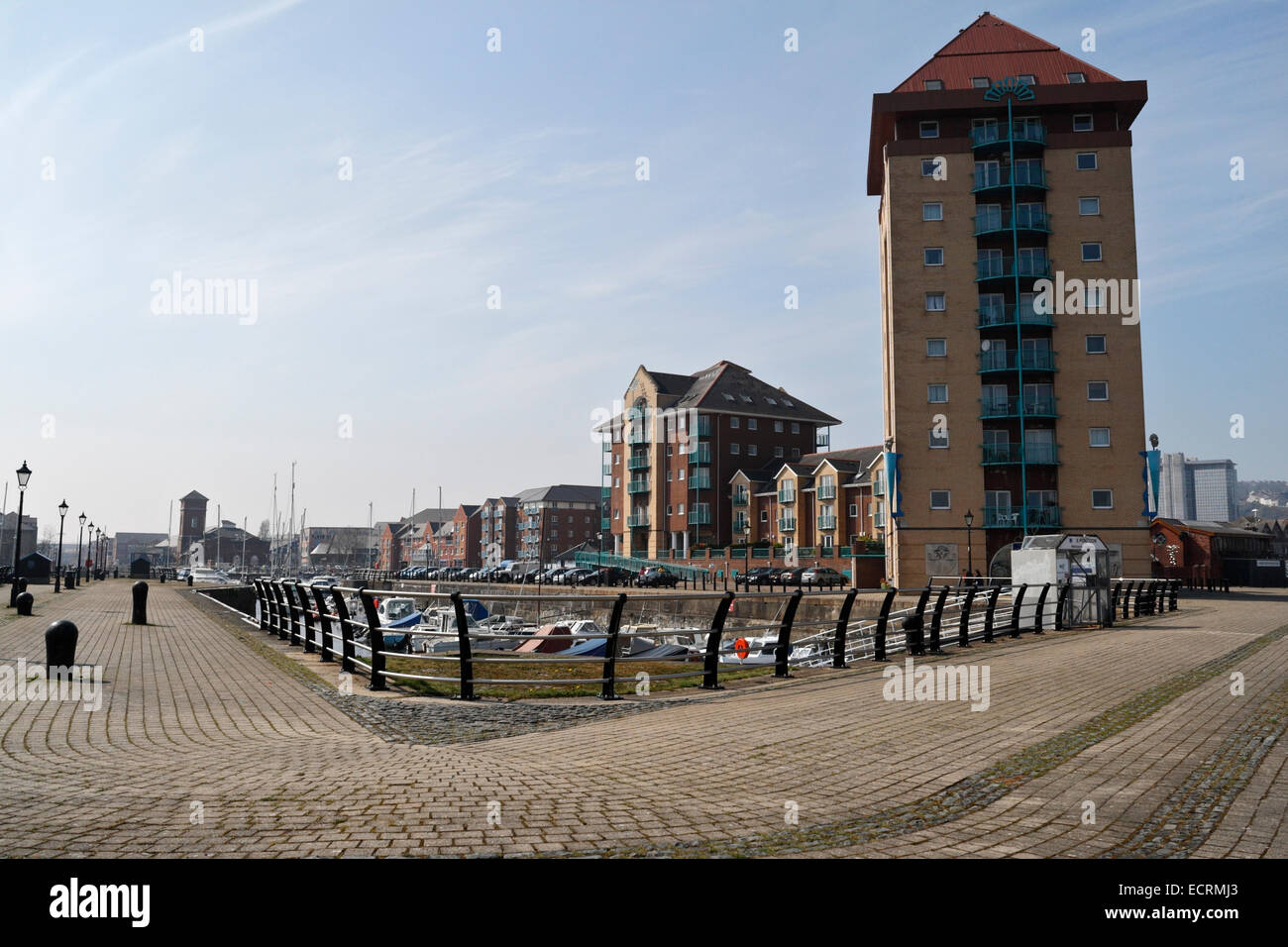 Modern Apartment Blocks, Housing Developments at Swansea Marina, Wales