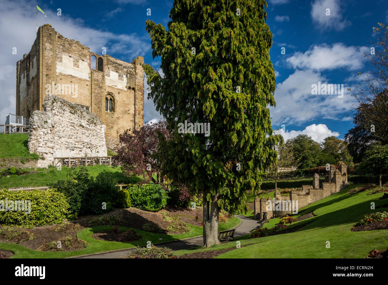 Guildford Castle gardens and tower Stock Photo