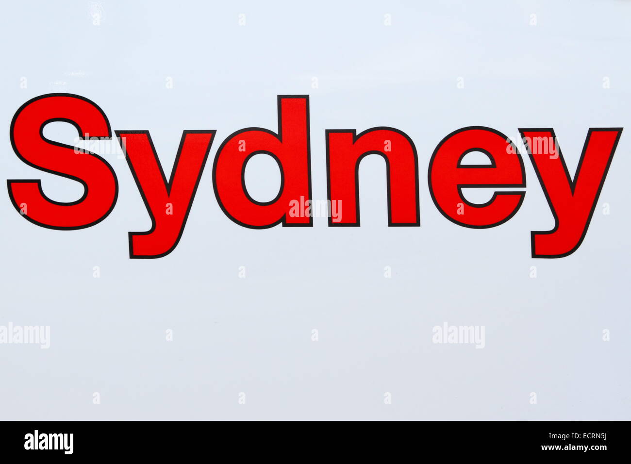 A sign with red letters for Sydney, Australia. Stock Photo