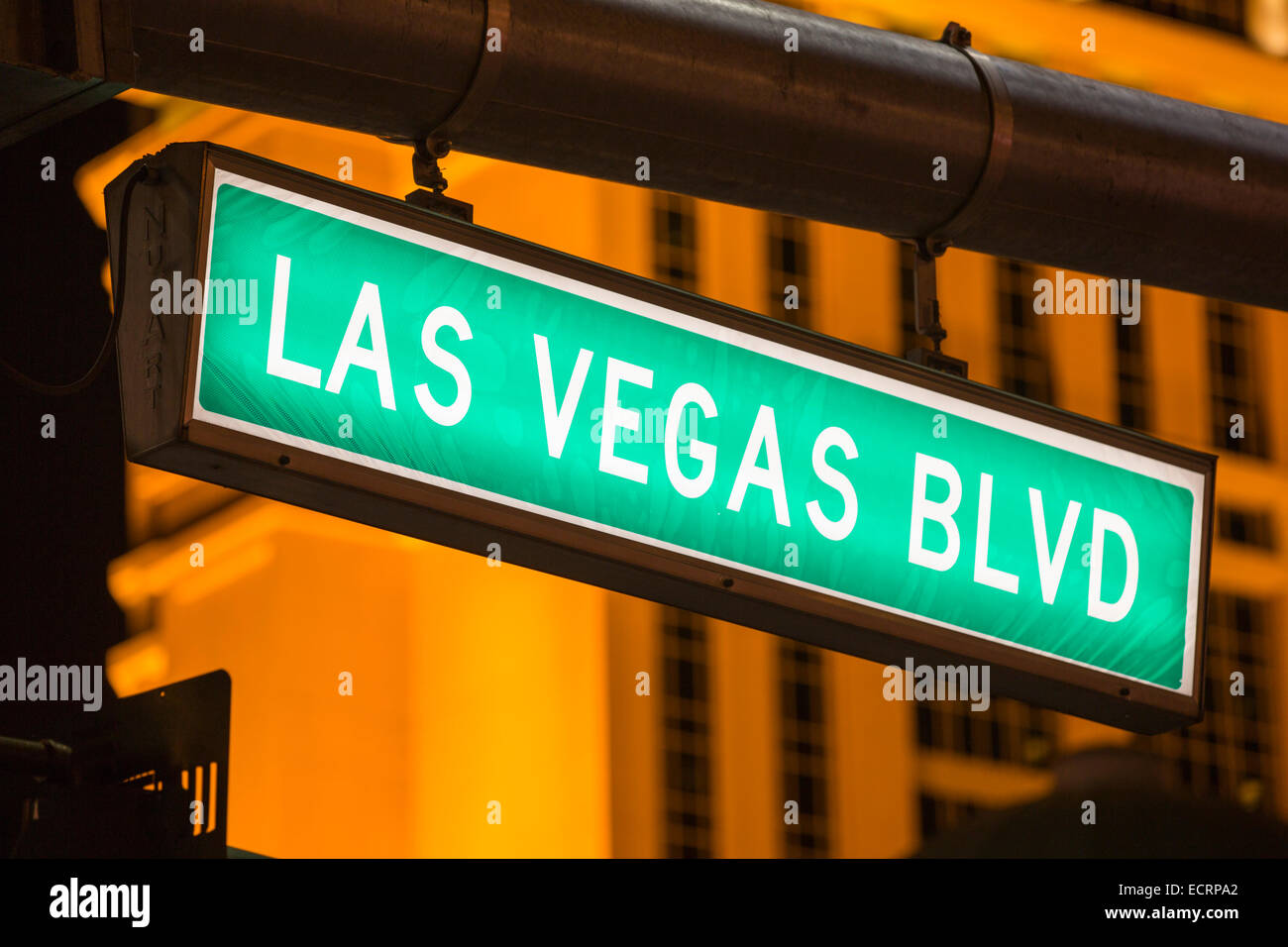 The Las Vegas Boulevard or strip in Las Vegas, Nevada, USA at night