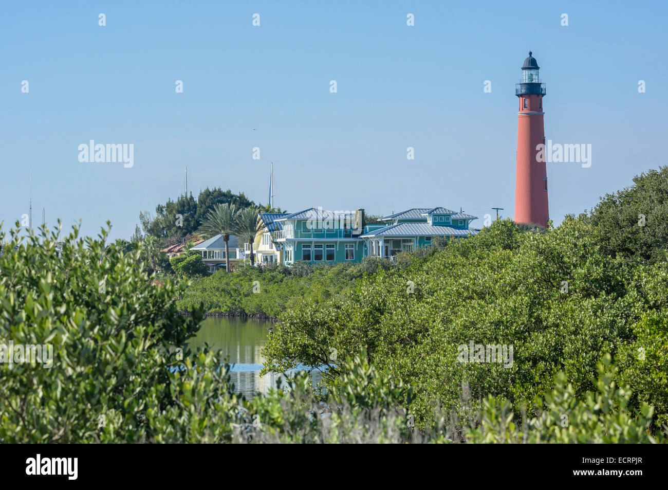Lighthouse at Ponce Inlet, Florida USA Stock Photo
