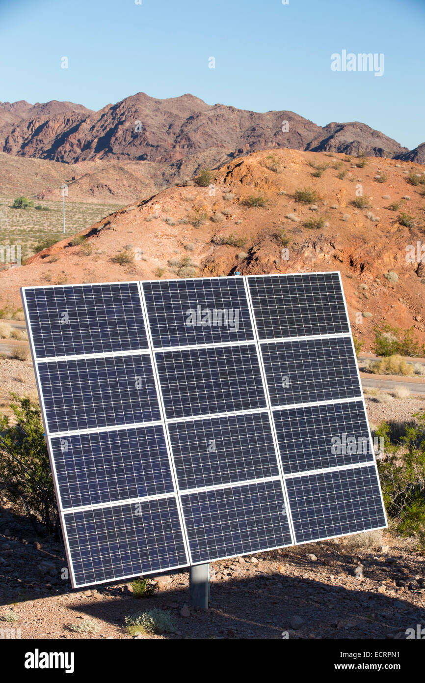 Solar panels next to a church near Lake Mead, Nevada, USA Stock Photo