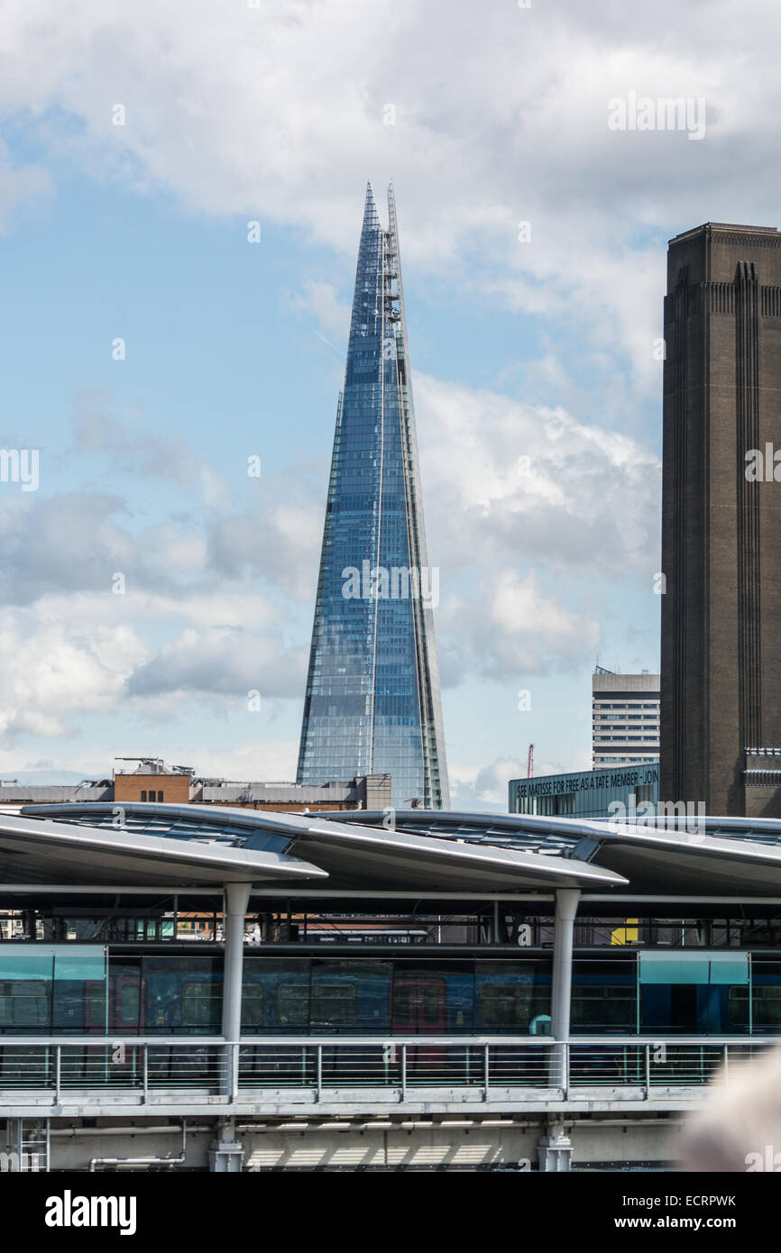 The Shard towering over London, photographed in London, UK. Built in