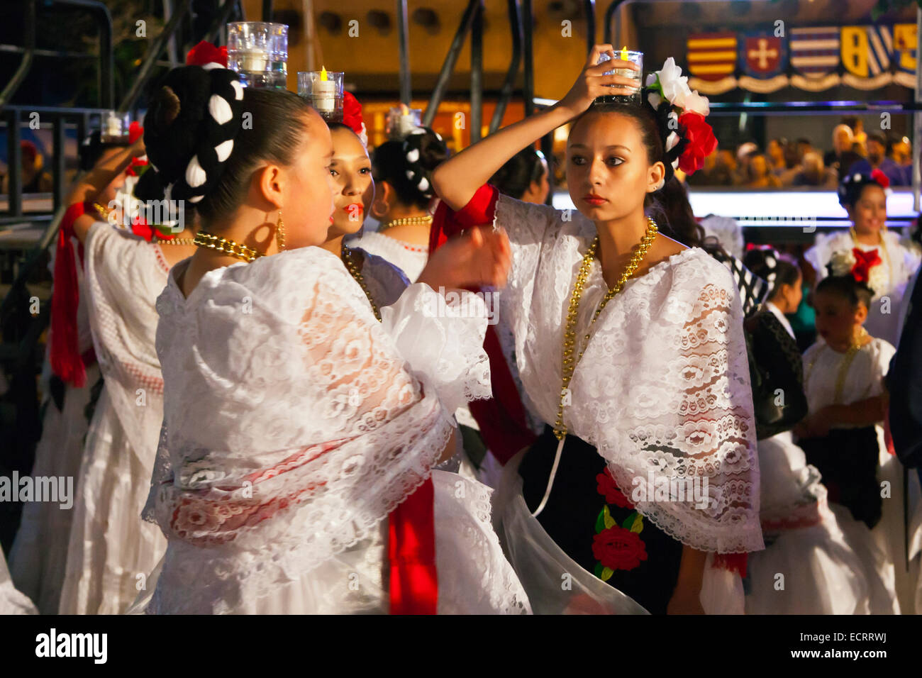 SPANISH DANCERS during the SANTA FE FIESTA - NEW MEXICO Stock Photo
