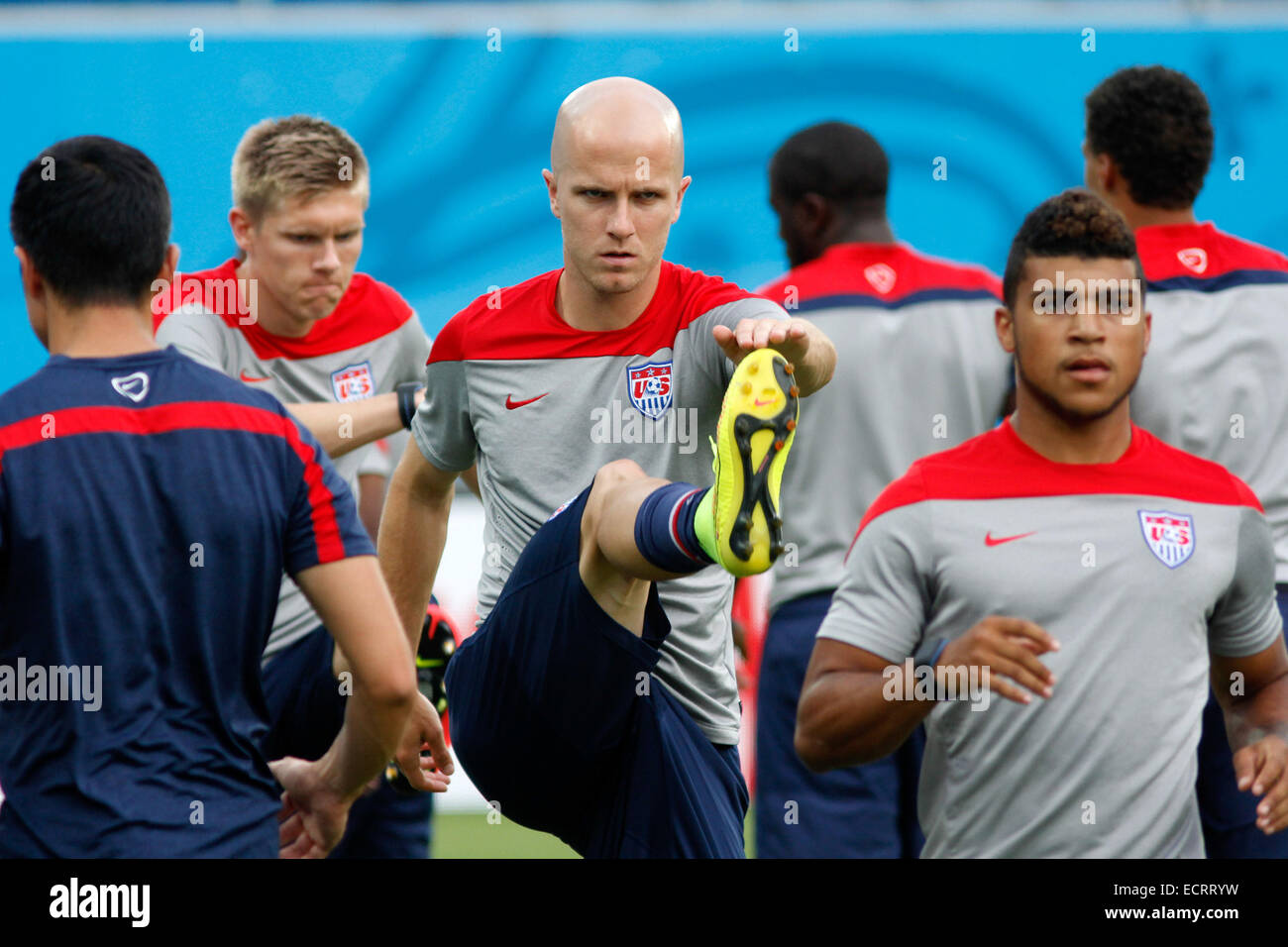 2014 FIFA World Cup - USA Press Conference And Training ahead of their game with Ghana at Estadio das Dunas  Featuring: Michael Bradley Where: Natal, Brazil When: 15 Jun 2014 Stock Photo