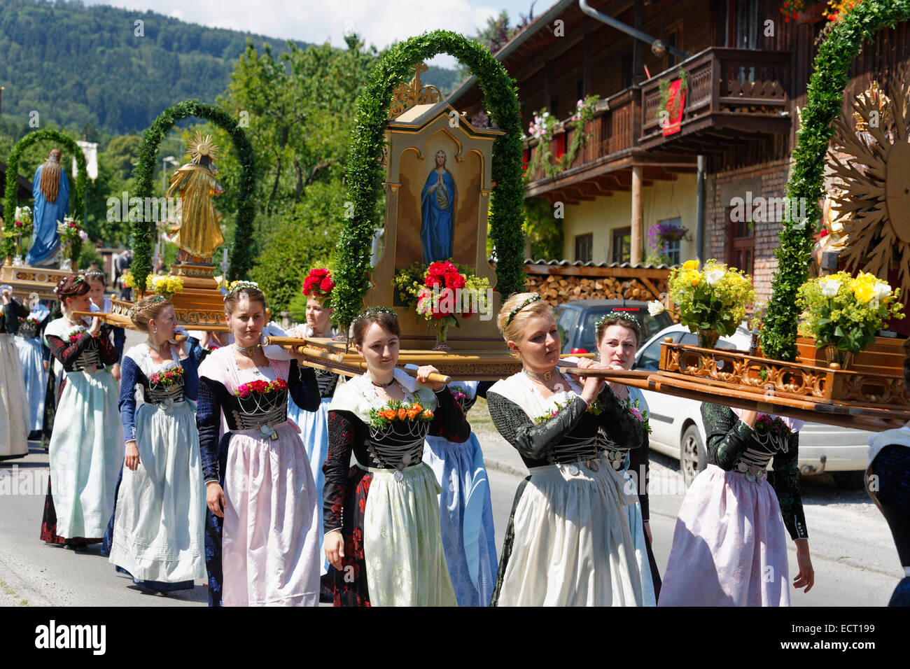 Germany  Bavaria  Au bei Bad Aibling  Corpus Christi procession Stock Photo