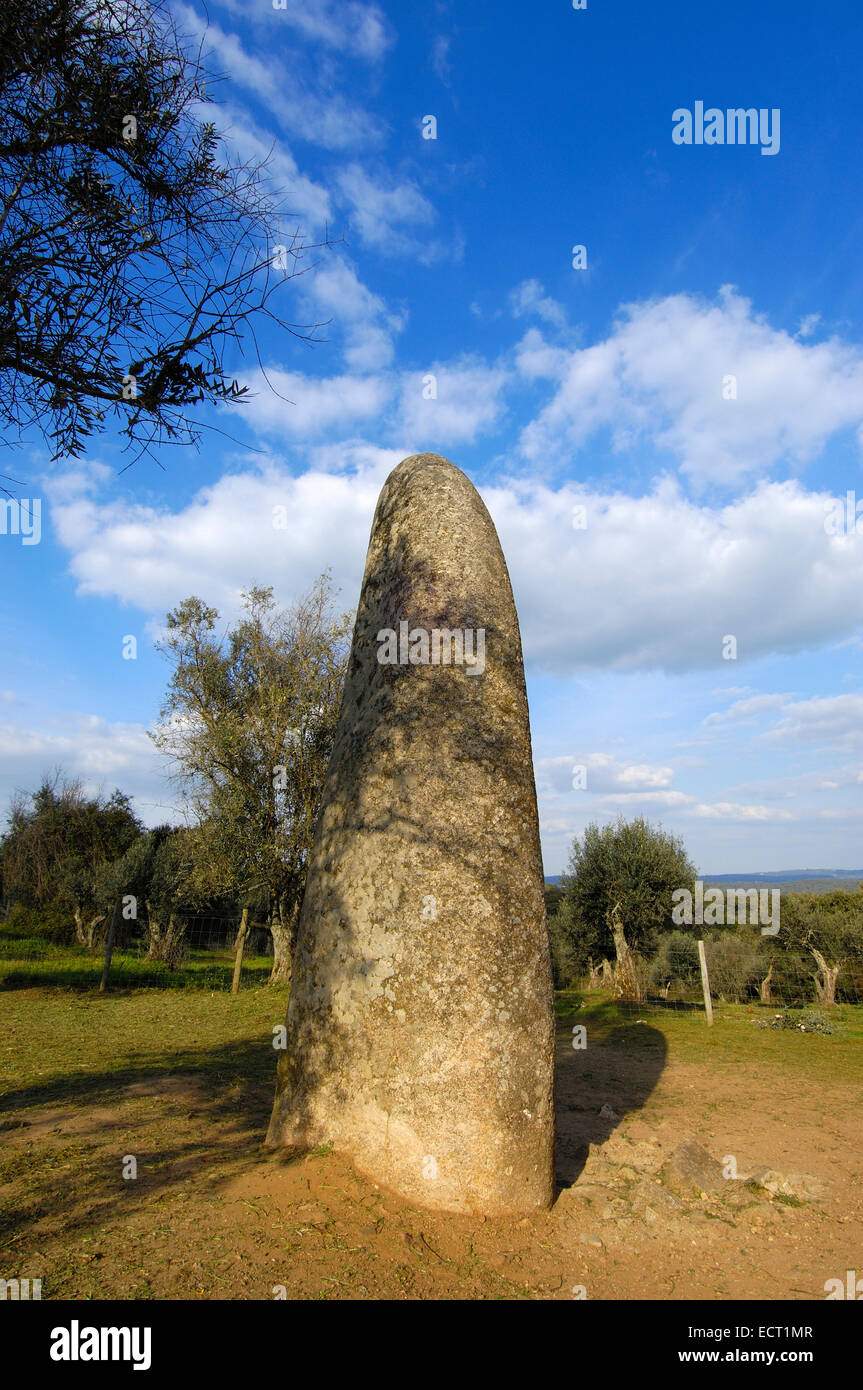 The Menhir of Almendres near Evora, Alentejo, Portugal, Europe Stock Photo
