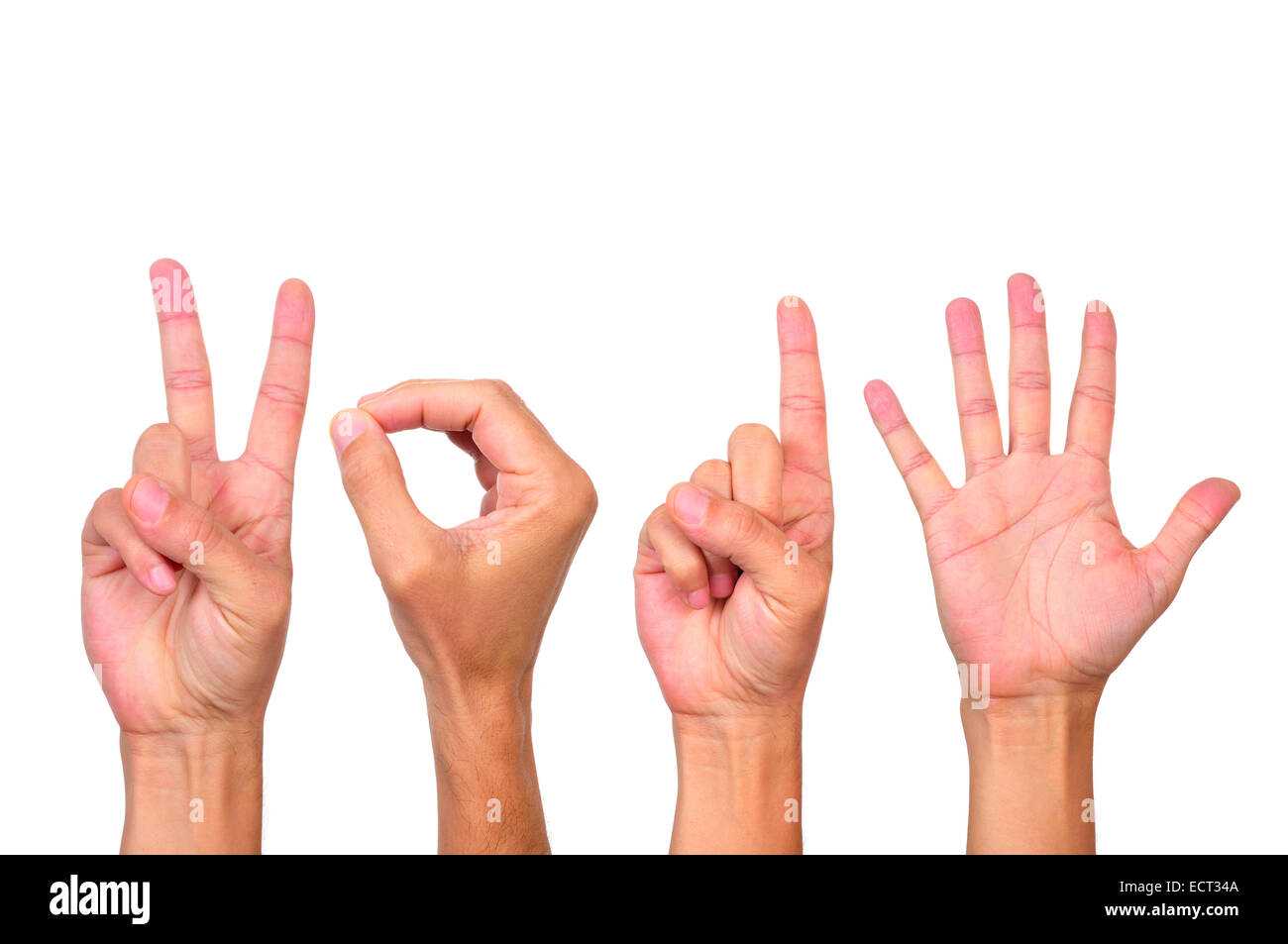 man hands forming the number 2015, as the new year, on a white background Stock Photo