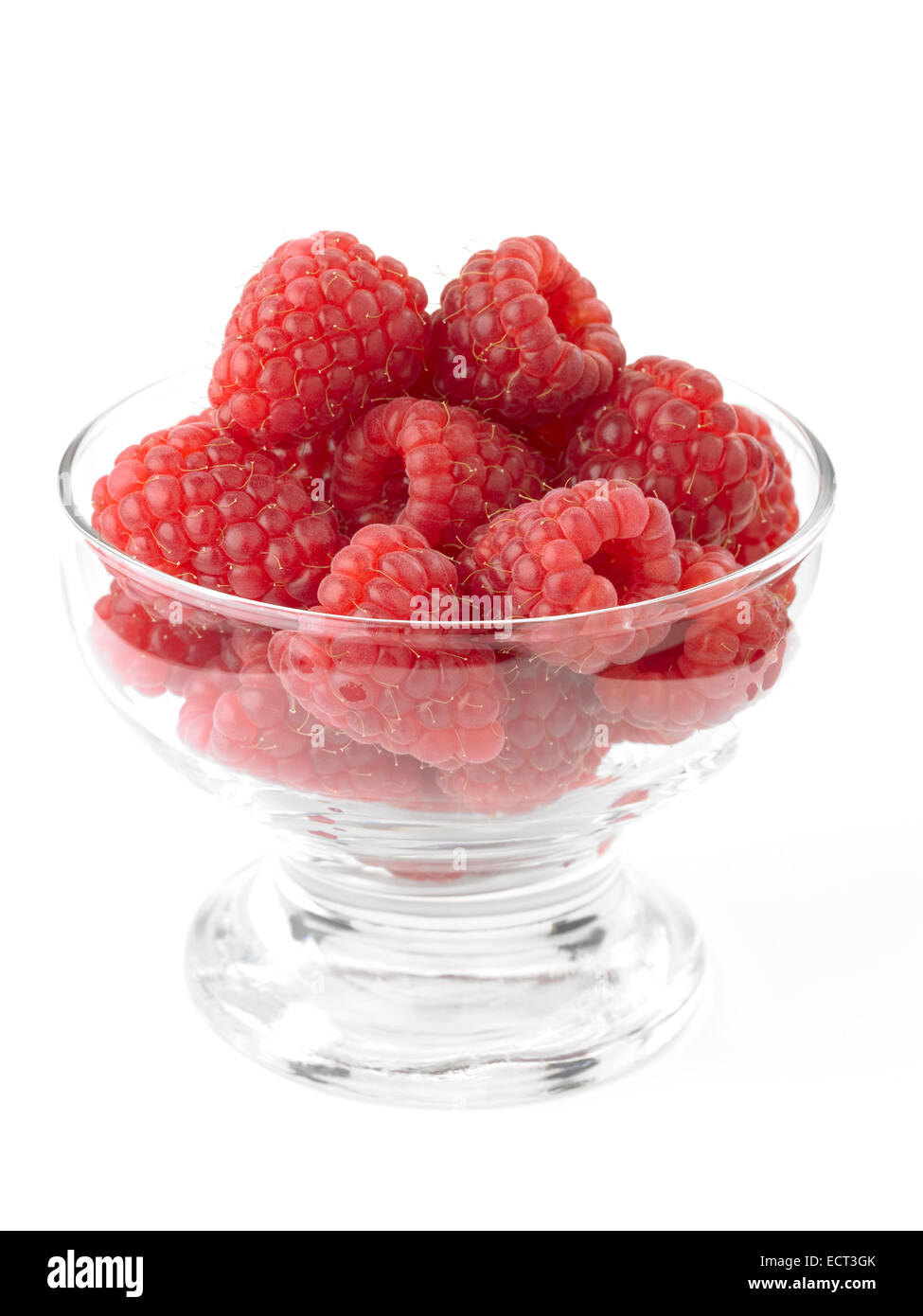 raspberries in glass bowl Stock Photo