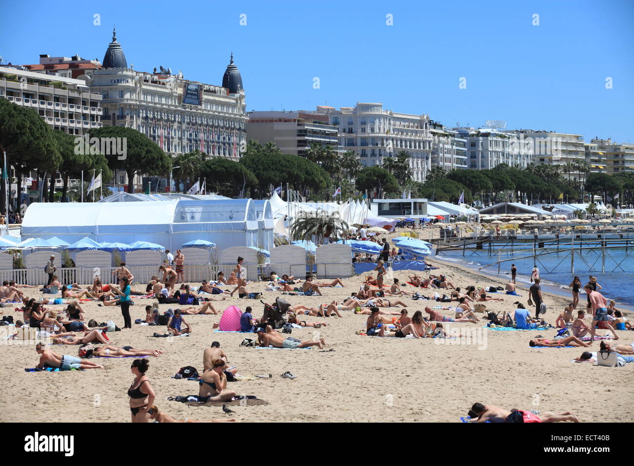 The beach in Cannes during the movie festival, French Riviera. Stock Photo