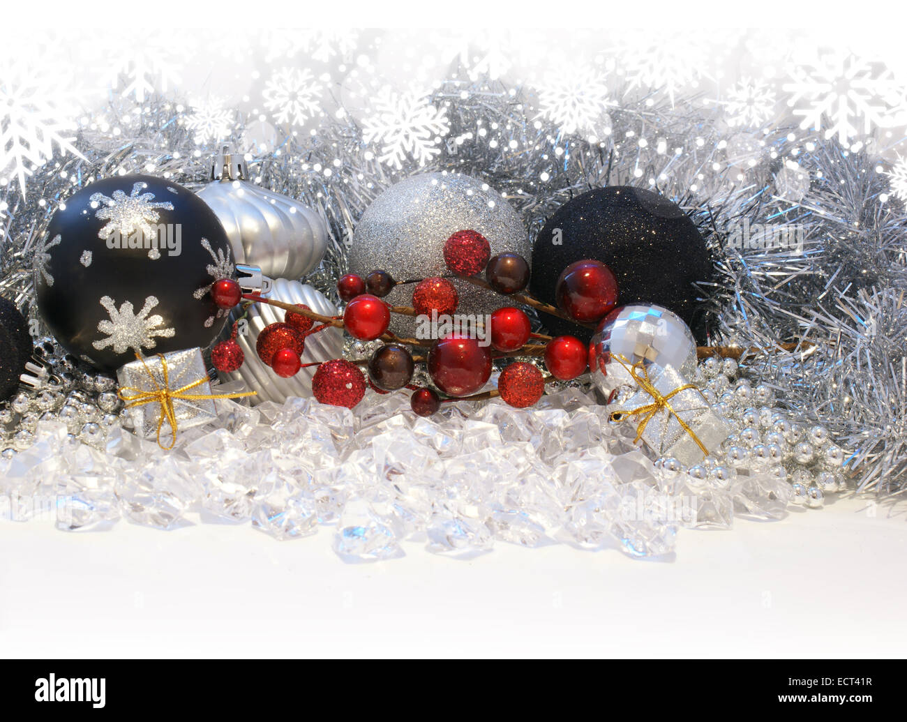 Christmas background with decorations and berries Stock Photo - Alamy